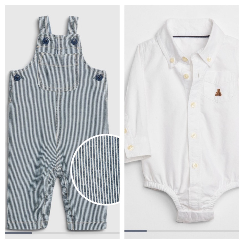 NWT GAP BABY Buttonup Bodysuit + Overalls - 6-12M